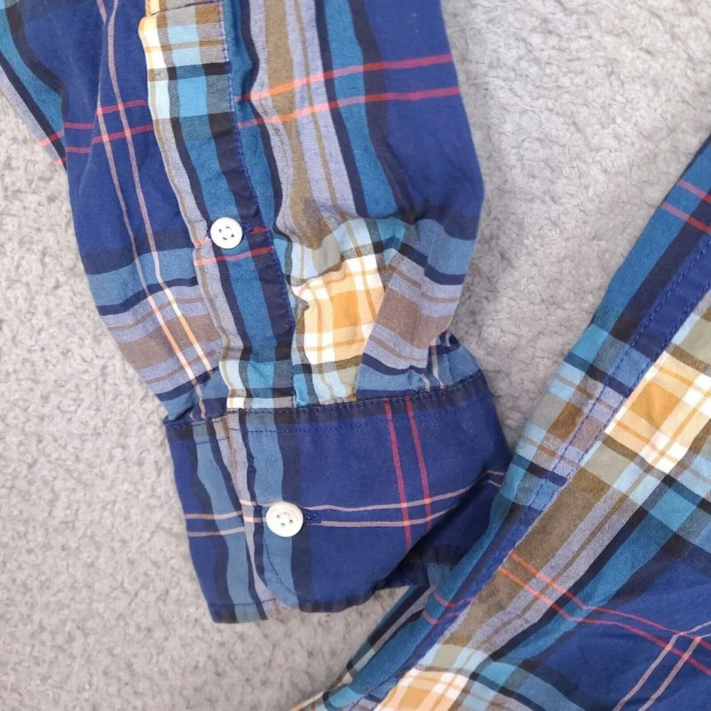 J Crew Shirt‎ Mens Large Blue Tartan Plaid Slim Fit Long Sleeve Button Down